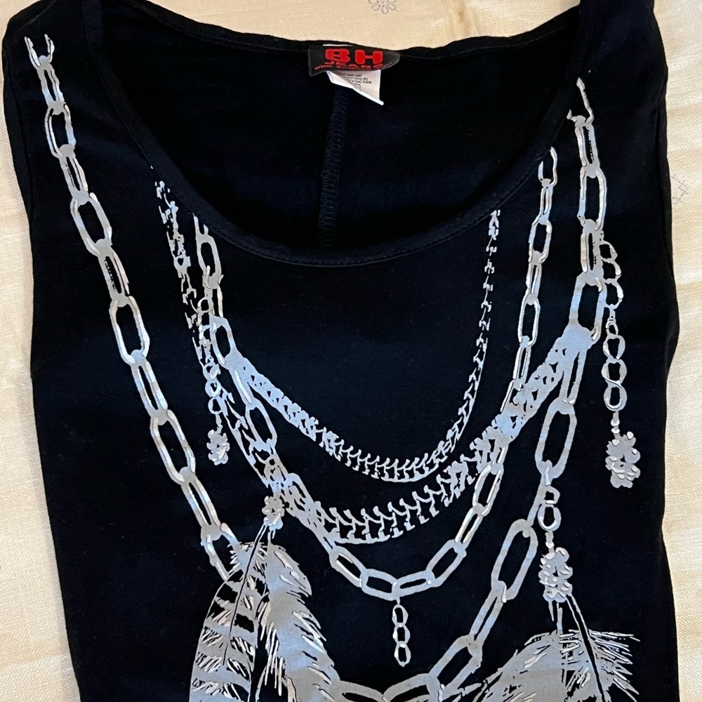 Beverly Hills ( BH ) brand black tee. Sz. S/P.  Blouse/crop top.